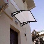 100 * 80cm auvent - marquise de porte en polycarbonate matriel en aluminium blanc et noir