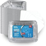 100 barquettes en aluminium avec couvercle alimentaire jetables de 1000 ml - emballage alimentaire le ...
