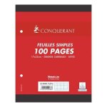 100 pages copies simples mobiles 17x22cm perforées grands carreaux séyès 90g 100 pages copies simples mobiles 17x22cm perforées grands carreaux séyès 90g