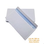 100 enveloppes dl 110 x 220 mm blanches
