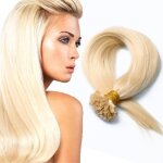 100 extensions cheveux pose  chaud kratine 18 blond platine