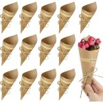 Cornets en papier kraft - annefly - 100 pcs - idal pour mariage - fte champtre - bonbons et confettis ...