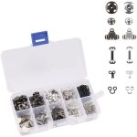 100 pices crochets de jupe boutons - pression  coudre 50 paires de fixations  coudre(noir argent)