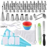 100 pices douilles poche  douille patisserie douille inox rutilisable caissettes  cupcakes en silicone ...