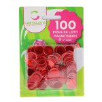 100 pions de loto magnetique 17mm coloris rouge - marquage et ramasse facile - jetons aimantes - set ...