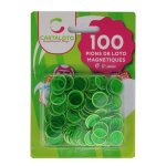 100 pions de loto magnetiques vert 17 mm - plastique transparent - jetons aimantes - pour cartons grilles ...