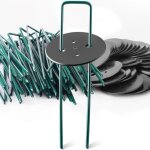 100 piquets de fixation en acier vert + 50 rondelles jadin toile de pillage gazon synth�tique pour anti ...