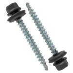 100 vis auto - foreuses gris 7024 �4. 8x60mm avec rondelles �tanches pour bac acier t�les bardage et ...