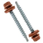 100 vis auto - foreuses rouge 8004 �4. 8x60mm avec rondelles �tanches pour bac acier t�les bardage et ...