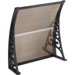 100 x 100 cm auvent marquise pour porte dentre - panneaux en pc structure en aluminium - marron