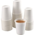 100 x gobelets  caf jetables en carton blanc eco 240ml (8oz) pour les boissons chaudes et froides.