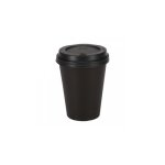 100 x gobelets jetables  caf en carton noir 240ml (8oz) + couvercles pour les boissons chaudes et froides. ...