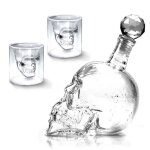 1000ml bouteille verre alcool vide skull avec 2 pcs verres 73ml