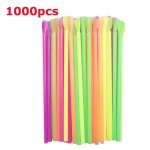 1000pcs - pailles en plastiquecuill�re � boire paille pour bar pub fournitures de f�te multicolore shaker ...
