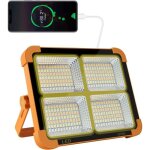 100w projecteur led rechargeable 3000lm lumire de travail lanterne portable avec panneau solaire 3500mah ...
