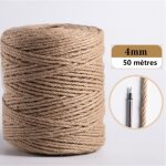 100m corde en jute naturelle4mm pour bricolage couture ruban de jute vintage ficelle artisanat chanvre ...