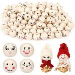 Perles en bois - naturel - 100pcs - 20mm - visage souriant - trou de 45mm