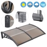 Marquise de porte - 100x200 cm - marron - aluminium - protection uv