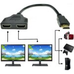 Cble hdmi - adaptateur - 1 mle vers 2 femelles - 30 cm - plaqu or - support 1080p