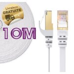 C�ble r�seau ethernet rj45 - cat 7 - 10m - stp - 100% cuivre - c�ble plat