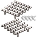 10pcs entraxe 64mm poigne de porte darmoire avec vis en acier inoxydable t creux bross en forme meubles ...