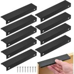 10pcs invisible poignee de meuble poignet de porte cuisine en aluminium noir pour tiroirs armoires placard ...
