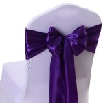 10pcs n?uds ruban de housse chaise en satin dcor mariage fte anniversaire violet fonc