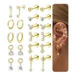 11 pairs boucles doreilles femmes or argent piercing oreille piercing tragus helix piercings creoles ...