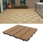 11 pcs pack dalle de terrasse bois composite modulaire - 30 x 30 cm - 1m�