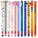 - lot de 11 stylos gel effa�ables avec pointe de 0 7 mm couleurs encre assorties et designs animaux - ...