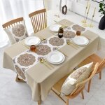 110 * 160 cm nappe de table totems nation kaki tissage jacquard toile antitache imperm�able cir�e lavable ...