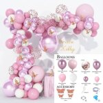 112pcs anniversaire ballon rose kit guirlande happy birthday nappe rose or