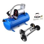 Kit klaxon � air double trompe m�tal chrom� 130db + compresseur dair 12v 150psi avec reservoir 6l pour ...