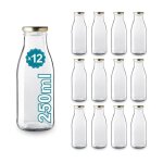 12 bouteilles en verre vides de 250 ml - bouteilles en verre pour jus lait barbecue sauces - idales ...