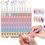 12 couleurs 07 mm stylo nail art graffiti pen 3d stylo vernis � ongles diy manucure d�coration dotting ...