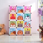 Armoire de chambre enfant 12 - cube avec motifs danimaux - rose - penderie modulable meuble �tag�re de ...