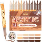 12 feutre acrylique brush marker set de 12 marqueurs de peinture acrylique skin tone color seriespointe ...