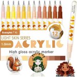 12 feutres acryliques tons chair pour portraits enfants / adultes bois toile c�ramique r�alisme artistique ...