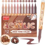 12 feutres acryliques tons marrons pour roche verre tasses bois m�tal bricolage couleurs professionnelles ...