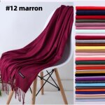 * 12 marron foulard foulard imitation cachemire de couleur unie