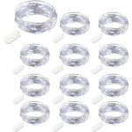 12 packs guirlandes lumineuses � piles 20 leds 2m guirlande en cuivre ip65 �tanche argent fil blanc froid ...