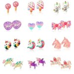 12 paires boucles doreilles clip pour enfant mignon licorne clips oreilles non perces fille princesse ...