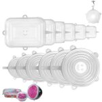 12 pcs extensible couvercles silicone rutilisable carr paississement transparent?pour alimentaire ...