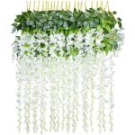 Fleurs artificielles - wisteria - 12 pcs - blanc - dcoration maison jardin mariage fte