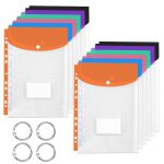12 pochettes plastiques a4 perfor�es avec 4 anneaux - pour classement bureau documents