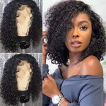 Perruque lace wig - brsilienne - 12 pouces - cheveux humains 150% densit - boucls - noir naturel non ...