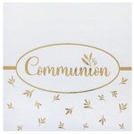 12 serviettes de table jetable papier communion or 33cm blanc