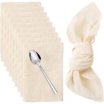 12 serviettes table tissu 42x42 cm ? lavables ? beige ? pour famille mariage no�l