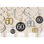 Suspensions 60 ans - or / argent - lot de 12 - dcoration anniversaire