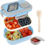1200ml lunch box - bento pour enfant et adulte - avec 3 compartiments - anti - fuite - sans bpa - pour ...